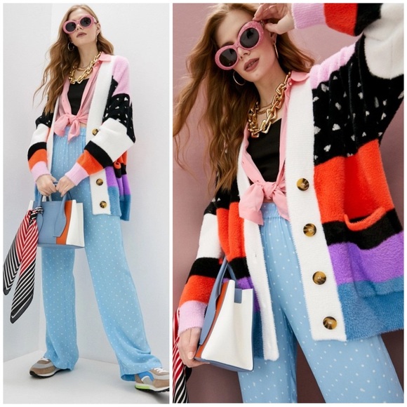 NWOT ESSENTIEL ANTWERP Zydra Striped Multi Colored Cardigan Size XS - Picture 1 of 14